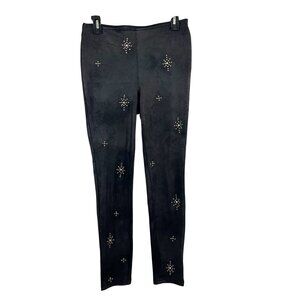 Free People Star Stud Skinny Pants Vegan Leather Black Pull On Boho - Size 25